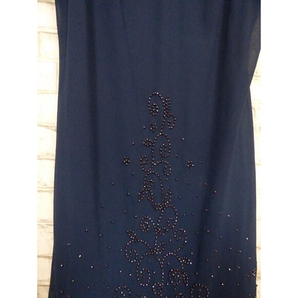 $199 Catherine's Navy Blue Masquerade Beaded Dress & Jacket Set 28W NEW - Picture 6 of 14